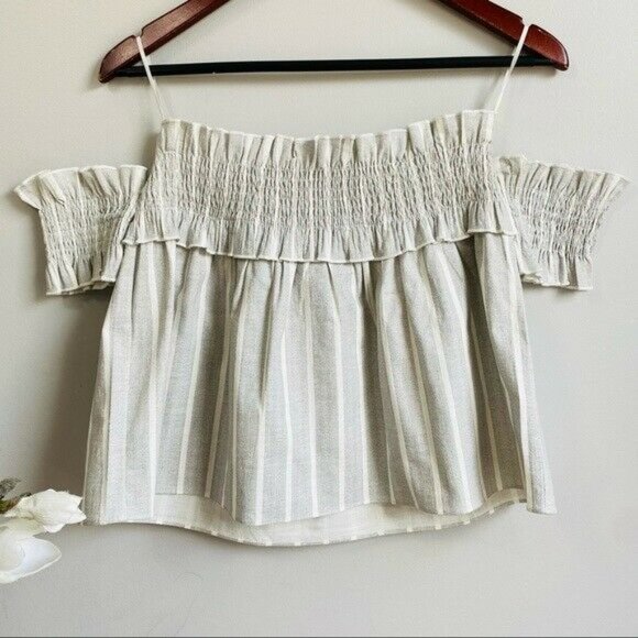 English Factory off the shoulder striped linen top - Picture 2 of 5